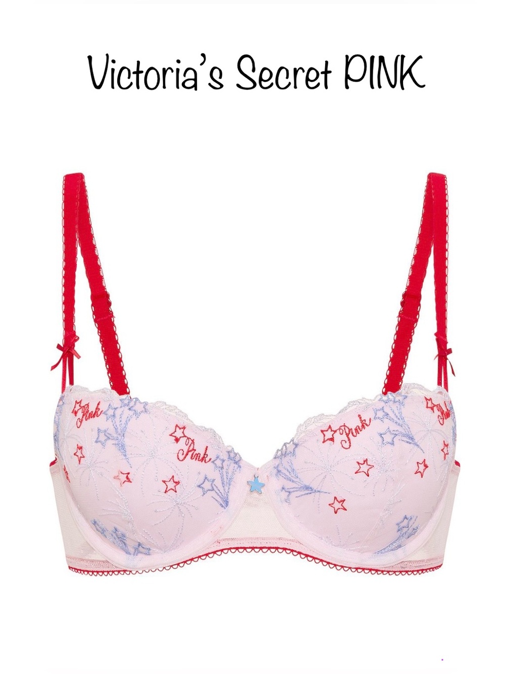 🔥 NWT PINK Wink Push-Up Balconette Bra in Firewerk 40C 🎉